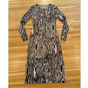 Baum Und Pferdgarten tan/black animal print tiger stripe mesh maxi dress